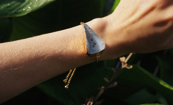 gold, 2 strand slider bracelet, with raw druzy