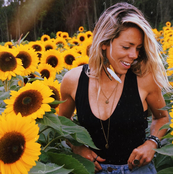 two layered necklaces, one silver accented, other bronze accented, product on model image