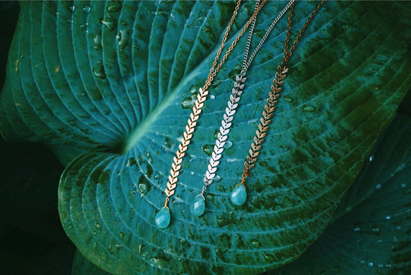 variety of chevron drop aventurine necklaces, product image