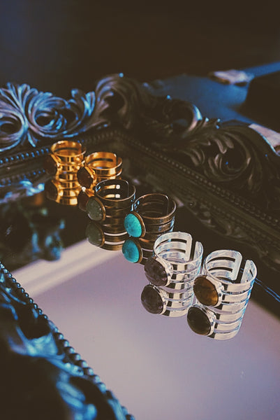 variety of semiprecious cuff rings, product image