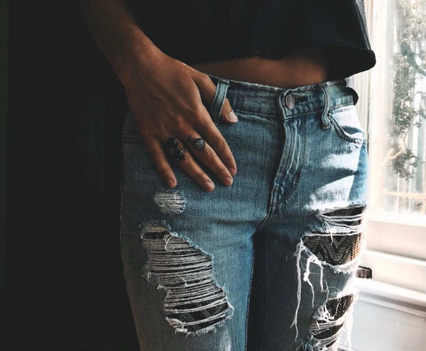 semiprecious stones, bronze, adjustable base, black onyx, ring, on model