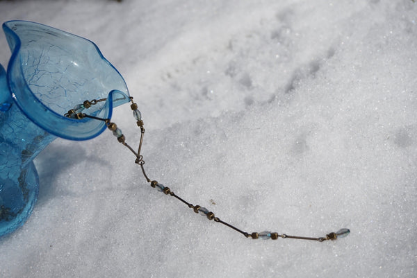 bronze, rosary style, Y necklace