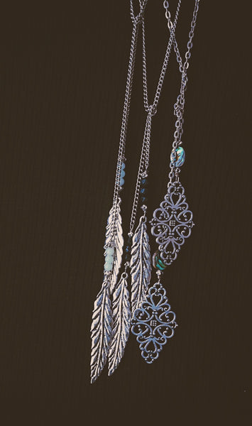 variety of silver lariats, adjustable, long necklaces