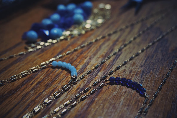 two layered necklaces, amethyst & amazonite, product image