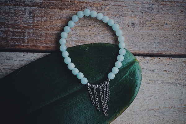 semiprecious, amazonite beads, silver chains, product image