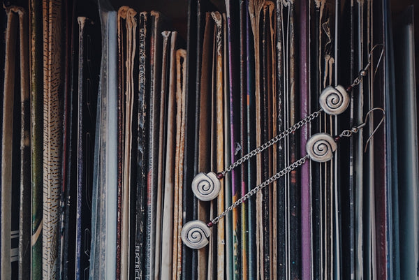 silver, vibe receptor, drop earrings, garnet, product image
