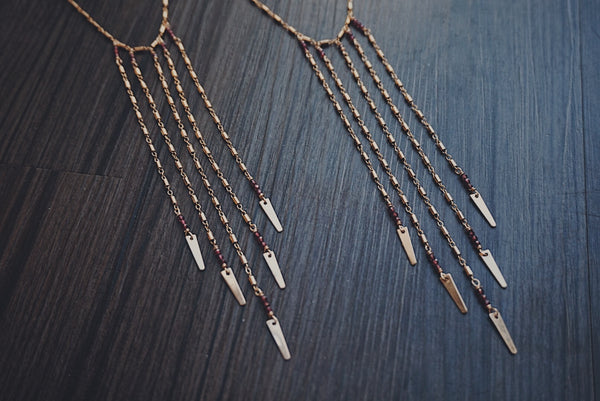 gold, cascading, statement necklace, product image