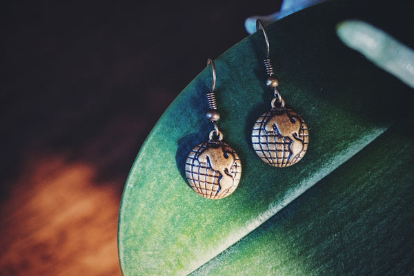 small bronze earth earrings