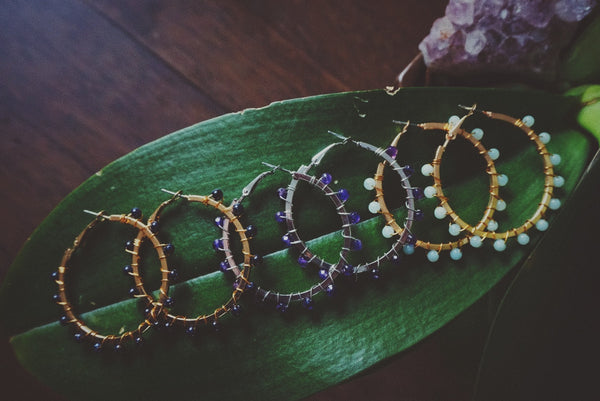 variety of gold & silver beaded hoop earrings, product image