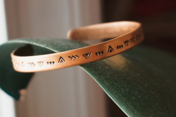 brass hand stamped cuff bracelet, product image