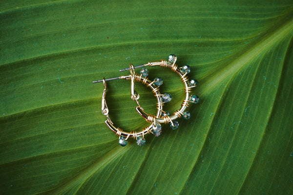 gold beaded hoop earrings, product image