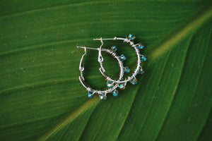silver beaded hoop earrings, product image