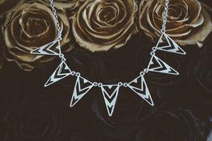 silver, tribal triangle, necklace, product image