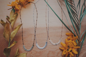 bronze, silver, bronze, chevron swoop necklaces, product image