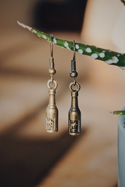 small bronze bottle earrings